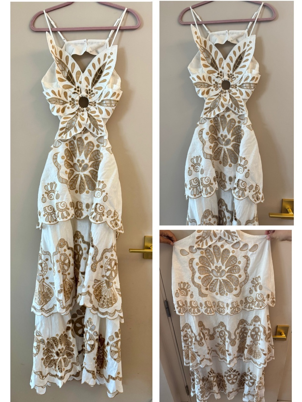 Farm Rio Off-White Flower Richelieu Midi Dress - Picture 9 of 16